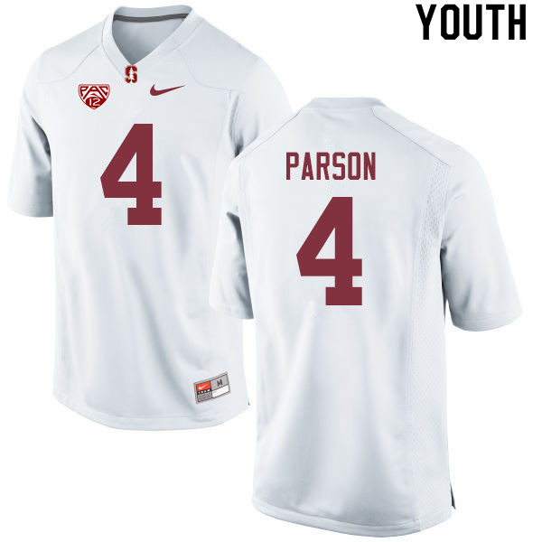 Youth #4 J.J. Parson Stanford Cardinal College Football Jerseys Sale-White - Click Image to Close